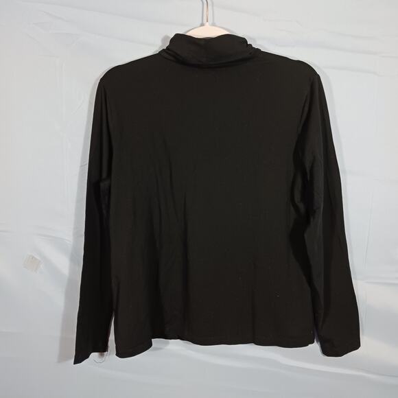 LANDS END Women's Large 14-16 Shaped Fit Turtleneck Stretch Black Cotton Modal - Picture 5 of 5
